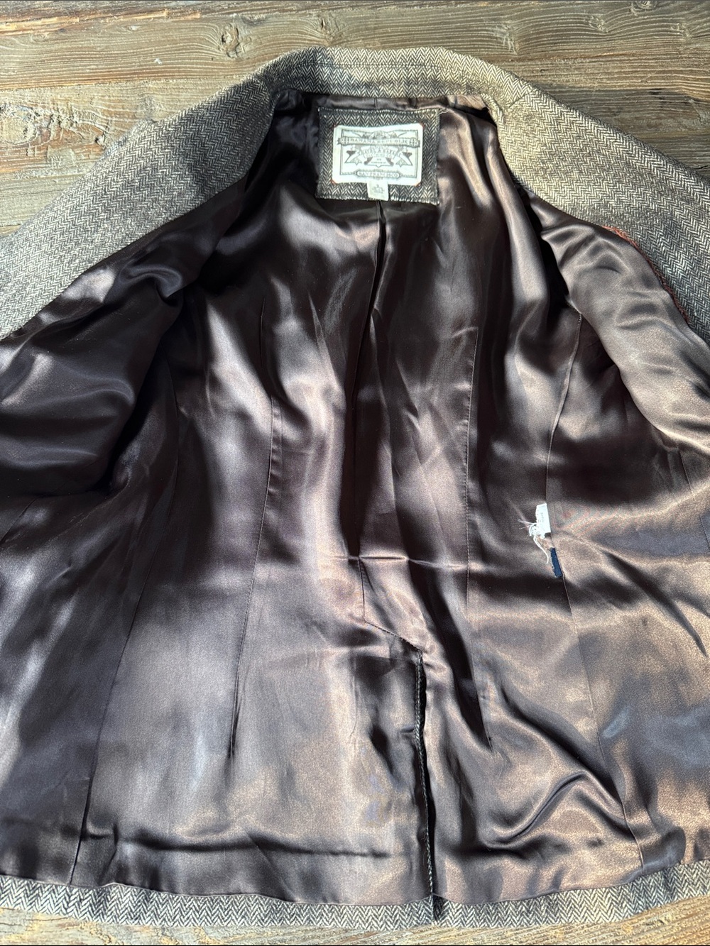 Banana Republic Travel & Safari 1980 vintage brown wool houndstooth blazer XS/S - Picture 6 of 13